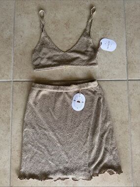XS/S Honest Terry Cloth Two-Piece Set in Tan